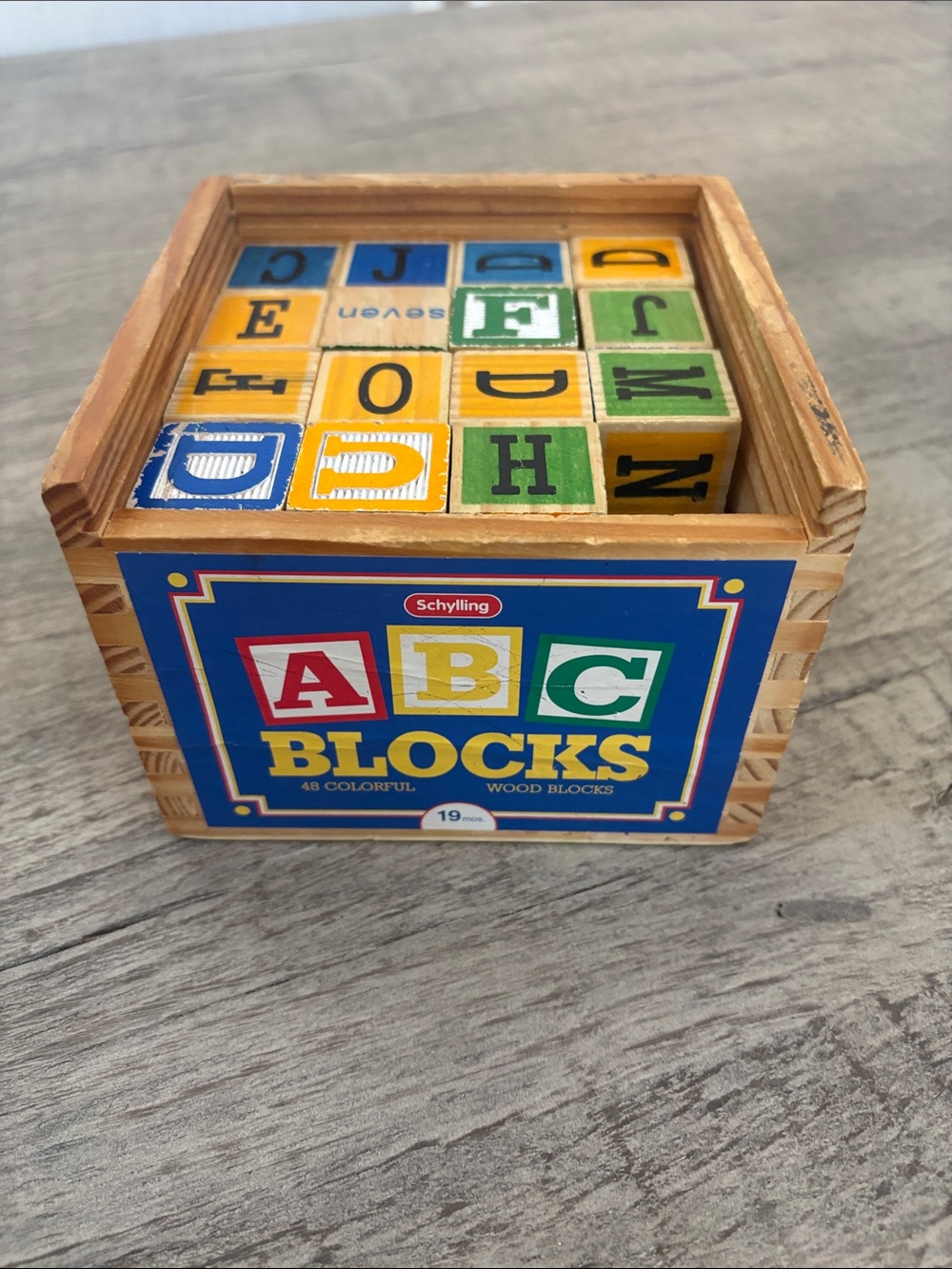 ABC Blocks - Colorful Wooden Alphabet Blocks (Blue/Yellow/Green)